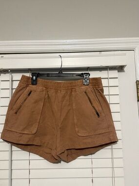 aerie Women's Tan Elastic-Waist Utility Shorts